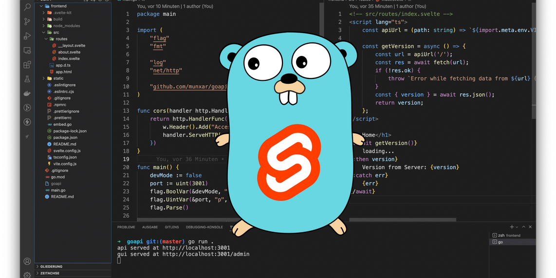 svelte kit embed in golang