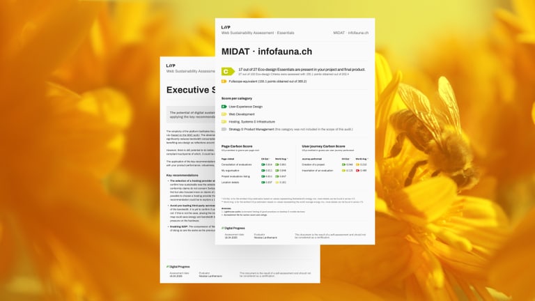 Aper&ccedil;u d'un rapport d'&eacute;valuation de la durabilit&eacute; d'un site web