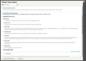 Drupal SearchAPI: view's extended processor settings