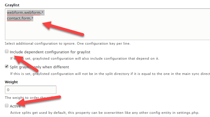 Greylist Webform in Config Split
