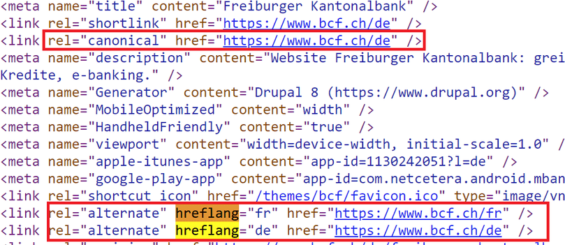 Example of canonical & hreflang alternate