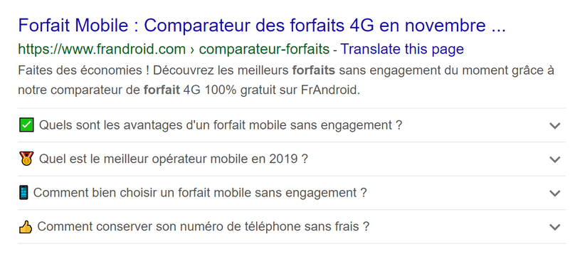 FAQ rich result example on Google search result
