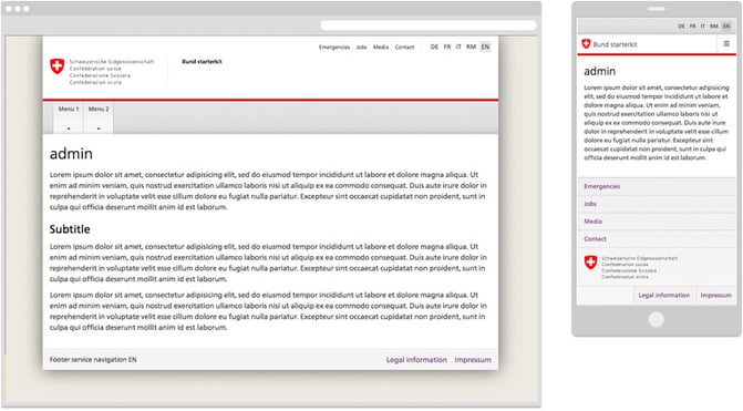 Screenshot of Drupal theme for the Swiss Confederation