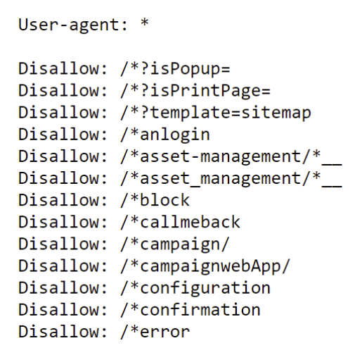 Example of a Robots.txt file with blocked and allowed ressources