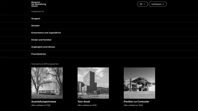menu overview website